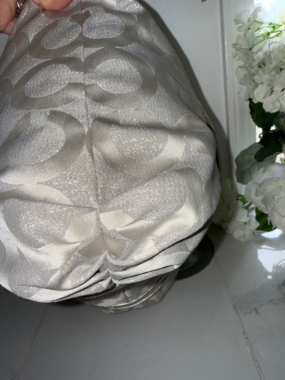 Coach Metallic Silver Signature Shoulder Bag - Picture 7 of 16